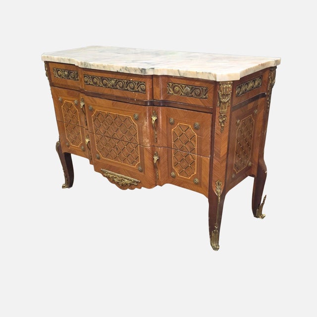 French Antique Sideboard With Marble Top For Sale - Image 3 of 8
