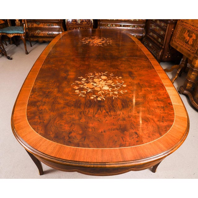Brown Antique French Louis Revival Dining Table and Chairs in Walnut, 1920s, Set of 13 For Sale - Image 8 of 18