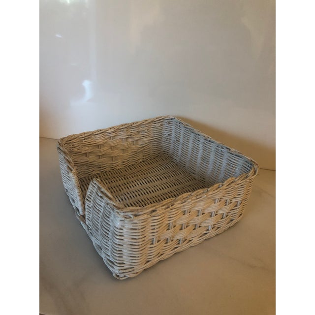 1960s White Wicker Napkin Holder For Sale - Image 4 of 6