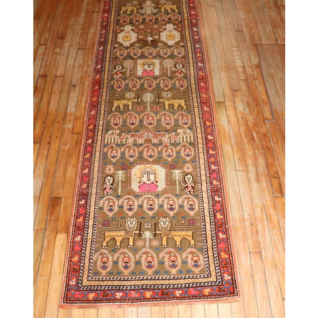 Early 20th Century Zabihi Collection Lion Motif Persian Long Runner - 2'7" x 12'5" For Sale In New York - Image 6 of 12
