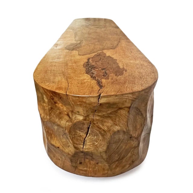 Katanga Wood Dimple Bench | Chairish