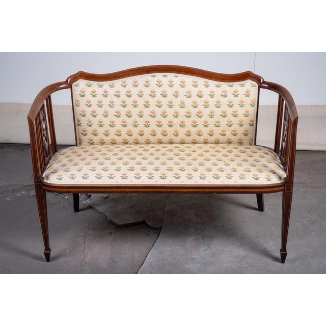 Art Nouveau 2-Seater Sofa or Bench in Mahogany, Early 1900s For Sale - Image 4 of 10