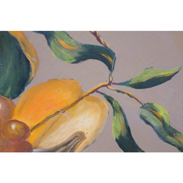Mid 20th Century Helen McRae Round Hand Painted Fruit Basket Toleware Tray Charger For Sale - Image 10 of 11
