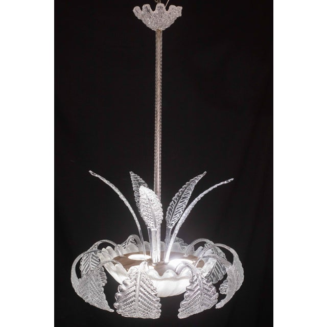 Transparent Art Decò, Barovier & Toso Chandelier, Murano Glass, 1950s For Sale - Image 8 of 12