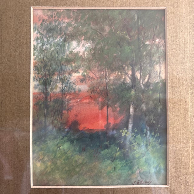 Early 20th Century Early 20th Century Beech Woods by John Elwood Bundy Framed Watercolor For Sale - Image 5 of 11