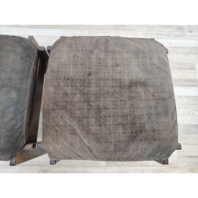 Set of Vintage Walnut Poufs with Padding, 1970 For Sale - Image 13 of 16