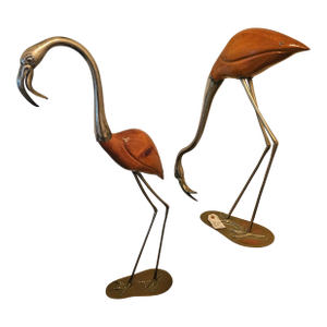 Vintage Pair of Herons Sculptures by De Stijl Firenze