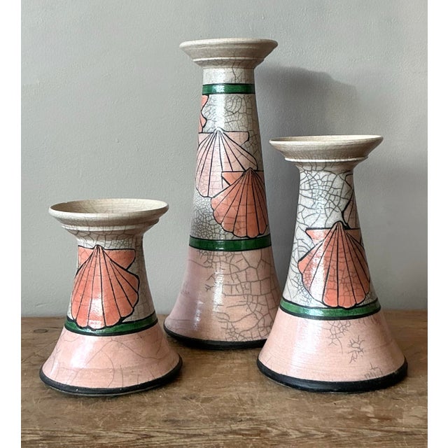 Vintage Boho Clam Shell Candle Holders - Set of Three For Sale - Image 10 of 12