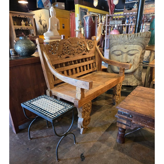 Metal Handmade Moroccan White and Petrol Blue Mosaic Side Table, Rectangular For Sale - Image 7 of 10