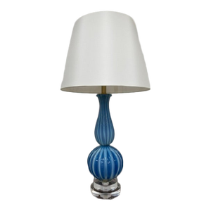 Vintage Ribbed Blue Murano Lamp