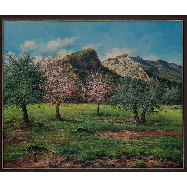 Contemporary Late 20th Century Jorge Carbonell - Almendros en Flor (Flowering Almond Trees), Oil on Canvas For Sale - Image 3 of 6