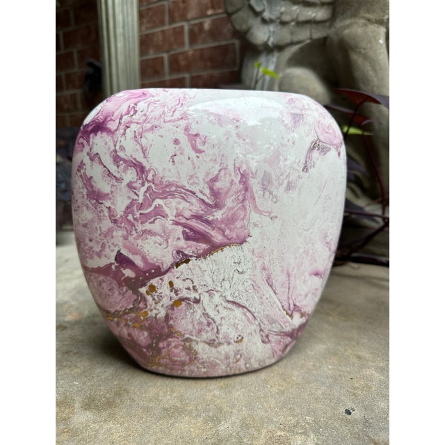 Ceramic Vintage Sascha Brastoff Abstract Pink & Gold Drip Glaze Studio Pottery Vase - Hollywood Series For Sale - Image 7 of 7