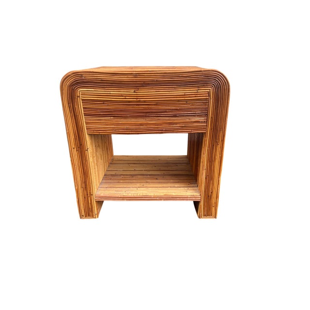 Mid 20th Century Pencil Reed Rattan Crespi Style Nightstand End Table For Sale - Image 15 of 18