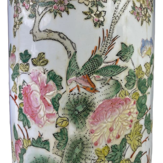 Vintage Chinese Porcelain Umbrella Stand For Sale - Image 9 of 11