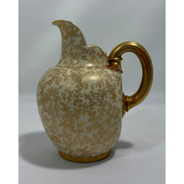Antique Royal Worcester Victorian Porcelain Gilt Floral Jug, Shape For Sale - Image 9 of 12