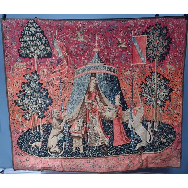 French Tapestry Lady and Unicorn Mille-Fleurs Woven Wall Covering For Sale - Image 3 of 14