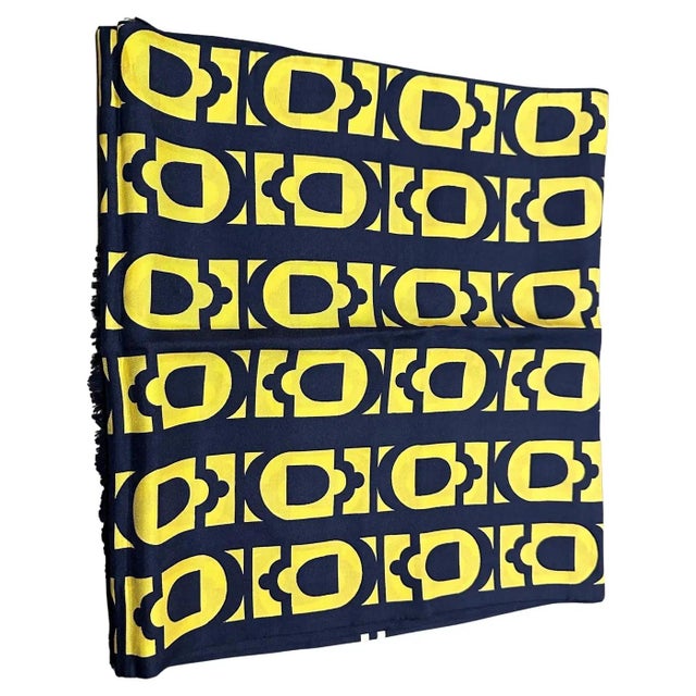 Modern An Elegant 1980s Blue and Yellow Silk Scarf by Pierre Lanvin For Sale - Image 3 of 10