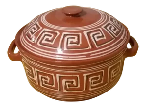 Vintage Romania Redware Covered Dish