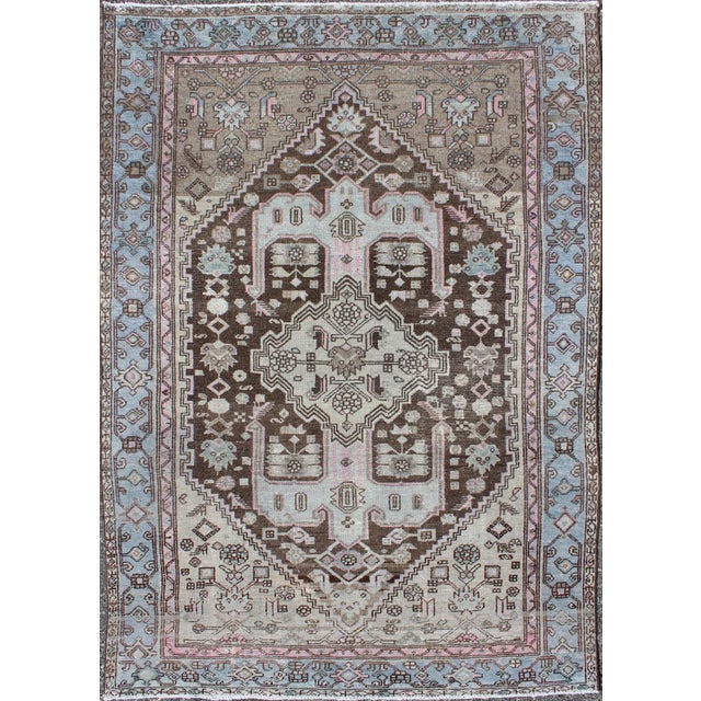 Taupe Early 20th Century Vintage Hamedan Rug - 4′6″ × 6′8″ For Sale - Image 8 of 8