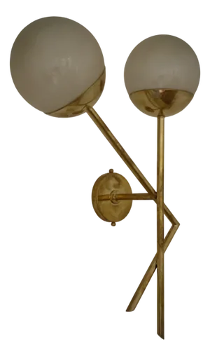 Murano Art Glass and Brass Cream Color Wall Light