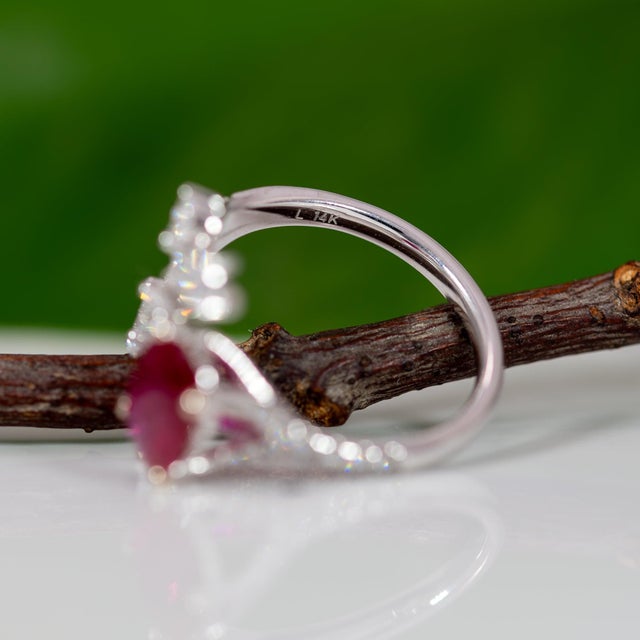 Gia Certified Mozambique Ruby Ring With Lab Grown Diamonds: Solid 14k Gold, Size 6.75 For Sale - Image 10 of 10