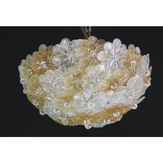 1980s Wonderful Orange and Transparent Murano Glass Ceiling Light Flower by Seguso For Sale - Image 4 of 12