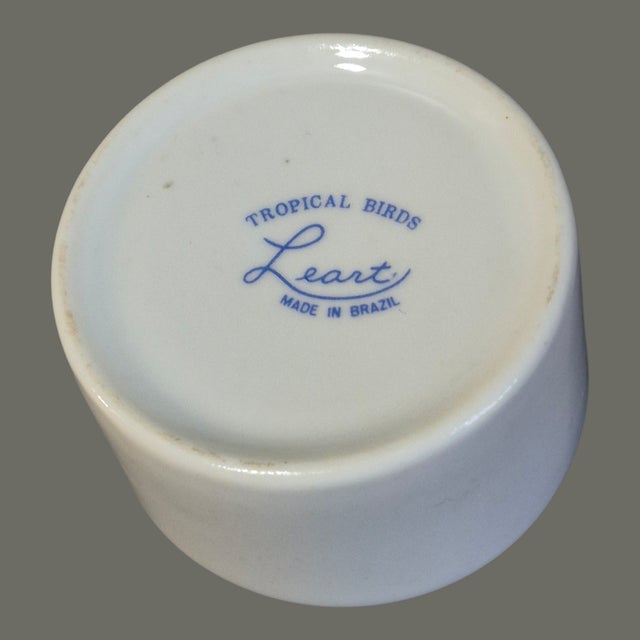 Late 20th Century Vintage Fine Porcelain Leart Brazil Tropical Birds Red Macaw Parrot Trinket Box For Sale - Image 5 of 6