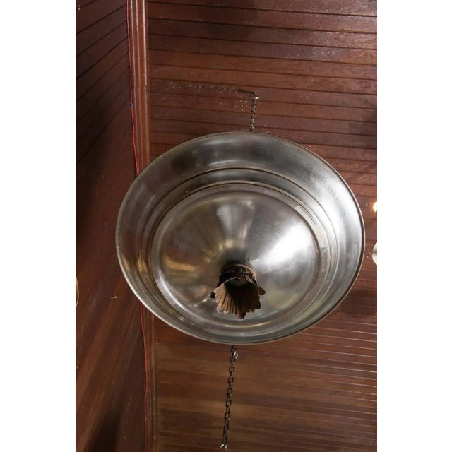 Mid-Century Modern Double Silver Metal Saucer Pendant Chandelier For Sale In New York - Image 6 of 13