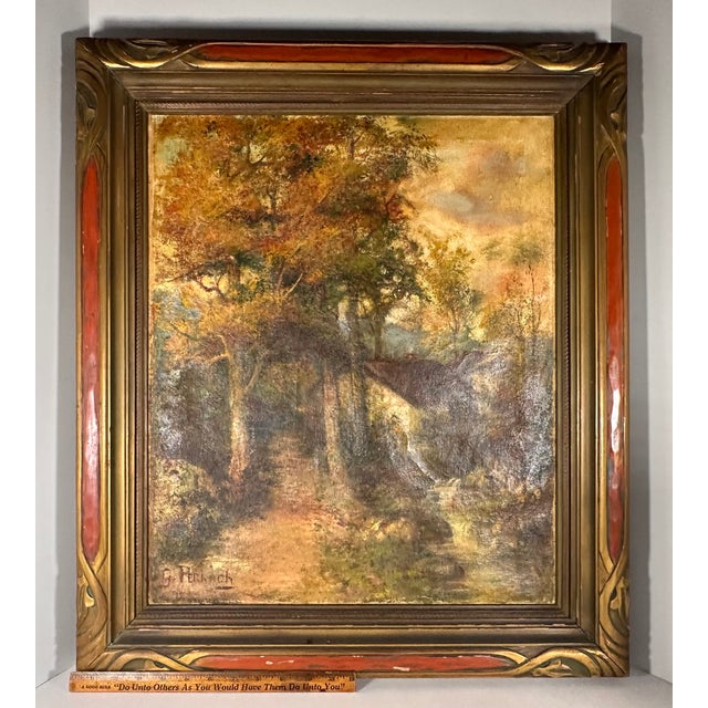 Art Nouveau Framed Impressionist Landscape Oil Painting by California Artist Count Geza S. De Perhach For Sale - Image 16 of 17