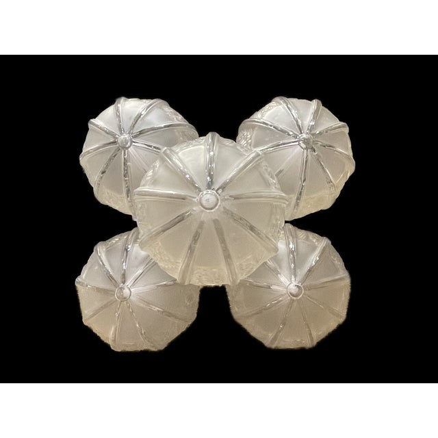 Metal French Art Deco 5-Light Chandelier by Hettier & Vincent With Hanots Molded Glass Globes, C. 1920s For Sale - Image 7 of 12