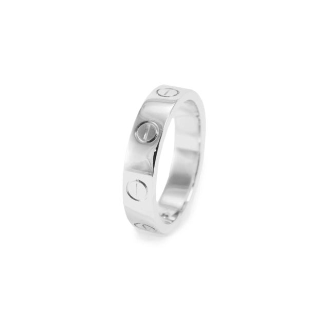 Cartier Cartier 18k White Gold Love Ring, Size 5 Small Model 1 Diamond Band For Sale - Image 4 of 9