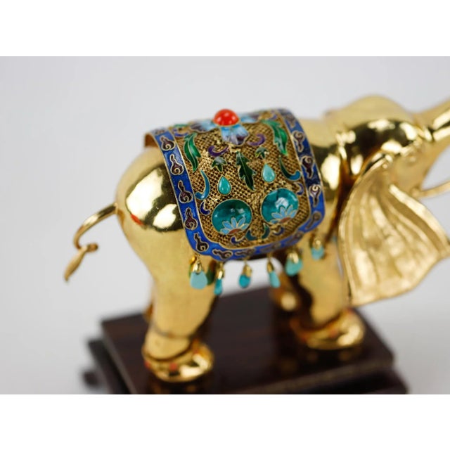 Vintage Filigree Bronze Glit Elephant For Sale - Image 10 of 11