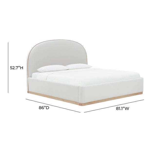 Marlow Performance Velvet King Bed, Cream For Sale - Image 9 of 11