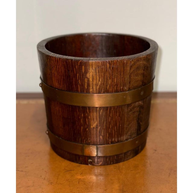 Edwardian Oak Bucket with Brass Braces from R A Lister & Co., 1890s For Sale - Image 4 of 12