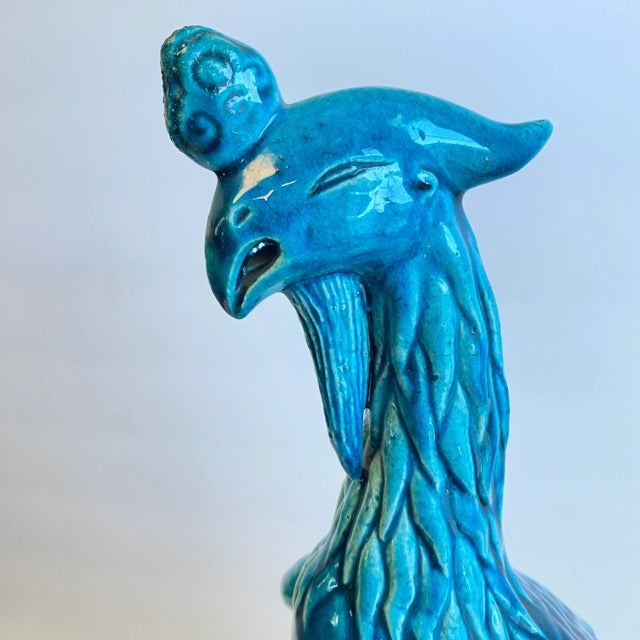 Ceramic Chinese Phoenix Statue Turquoise Glaze Bird Vintage For Sale - Image 7 of 11