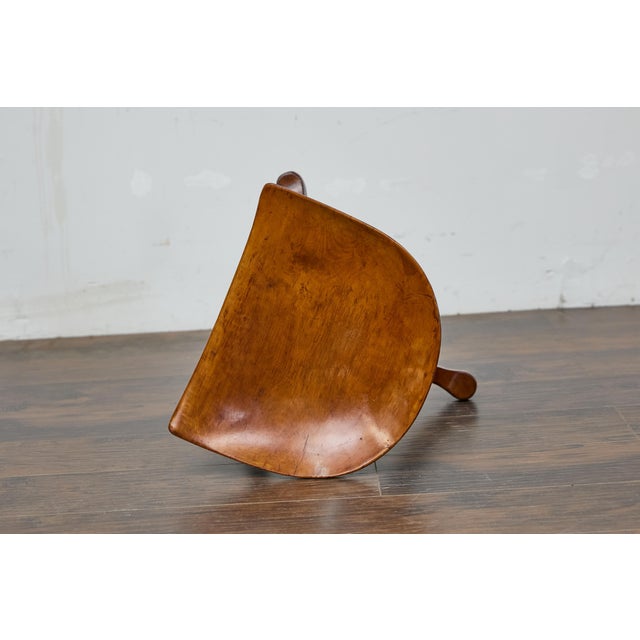 English Walnut Thebes Stool With Tripod Base, Turn of the Century, Attributed to Liberty & Co. For Sale In Atlanta - Image 6 of 10