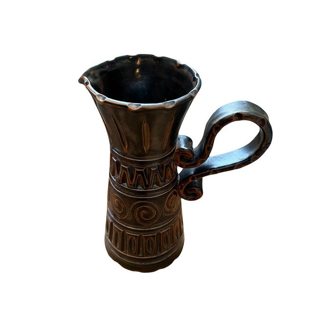 Mid-Century Modern Glass Pitcher Set by H. and M. Bessone, Set of 7 For Sale - Image 3 of 11