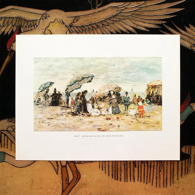 The School of Paris 1950s After Eugene Boudin "The Beach at Trouville", First Edition Swiss Full-Color Print For Sale - Image 3 of 9