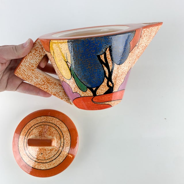 Ceramic Vintage Art Deco Pottery Clarice Cliff Mma 1993 Autumn Trees Teapot Hand Painted For Sale - Image 7 of 12