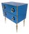 Mid-Century Modern Style Blue Mirrored Chest of Drawers with Brass Details, 2000 For Sale