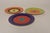 Postmodern Set of Three Glazed Ceramic Concentric Circle Plates With Gold Leaf Details Signed For Sale - Image 3 of 14