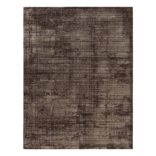 Textile Hand-Knotted Abstract Rug in a Brown, Black Painterly Pattern by Rug & Kilim For Sale - Image 7 of 7