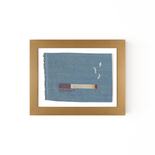 Faye the Eggplant Cigarette by Willa Heart in Gold Frame, Mini Art Print For Sale