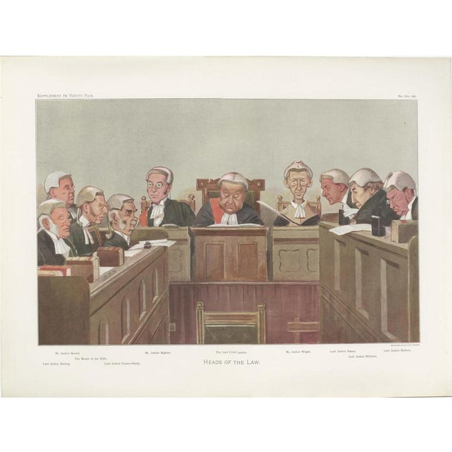 Vincent Brooks, Vanity Fair Heads of the Law Judicial Caricature, British Courtroom Scene, 1902, Print For Sale - Image 9 of 9