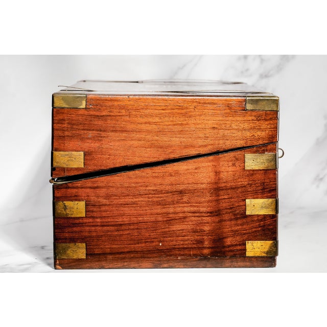 Incredible Large Victorian Antique Brass and Wood Writing Slope Box Lap Desk English Country Home Decor For Sale - Image 12 of 18