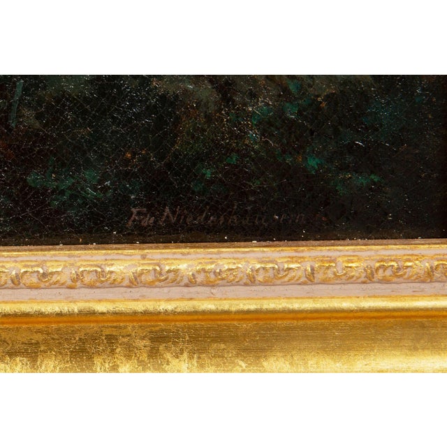 Green 19th Century Swiss Antique Oil Painting of Mountains by Francois Niederhausern For Sale - Image 8 of 18