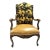 Carved Walnut Louis XV Large Fauteuil With New Otomi Hand Embroidery and Leather Upholstery For Sale