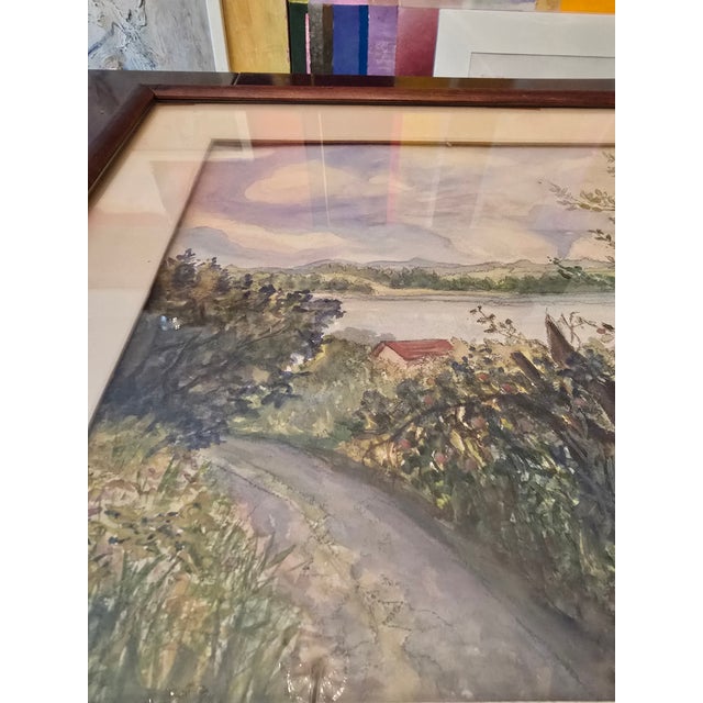 Green 1940s Vintage Mid Century Hudson River Painting Signed, Framed For Sale - Image 8 of 12