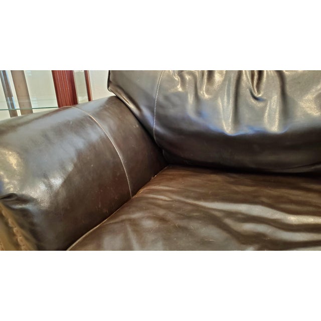 Oversized Club Furniture "Devonshire" Low-Profile Chocolate Leather Lounge Chair For Sale - Image 4 of 7