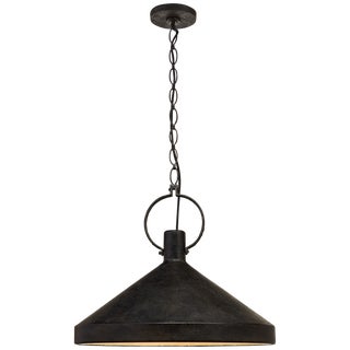 Suzanne Kasler for Visual Comfort Signature Limoges Grande Pendant in Natural Rust with Aged Iron Shade For Sale